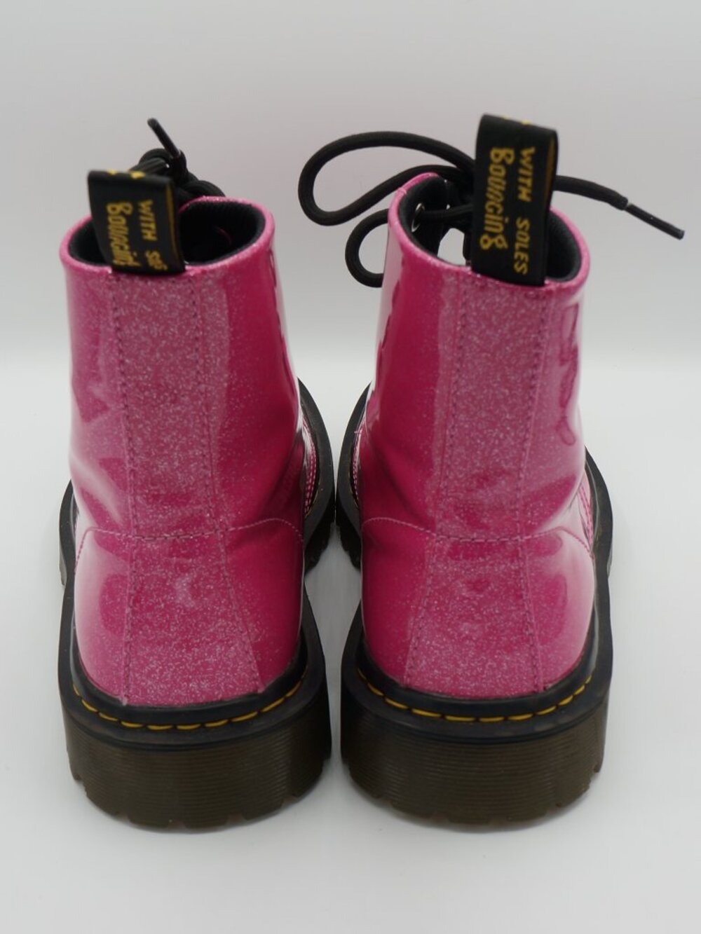 Dr. Martens Luana Pink Glitter Patent Combat Boots Women's Size 8 - Picture 7 of 10